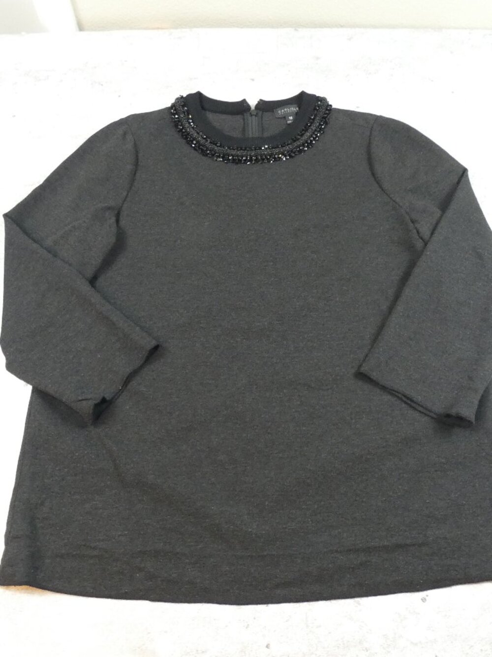 Carlisle Sweater Dressy Casual Raw Hem Beaded Neckline